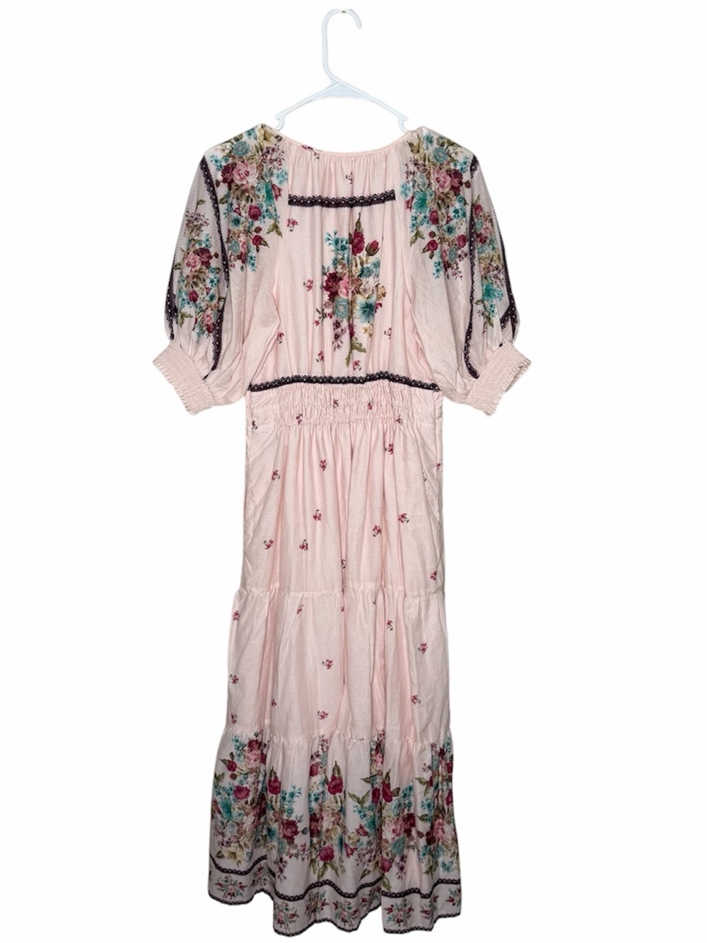 Anthropologie Somerset Puff Sleeve Maxi Dress Size Small Pink Floral Sundress - Picture 5 of 13